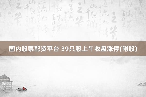 国内股票配资平台 39只股上午收盘涨停(附股)