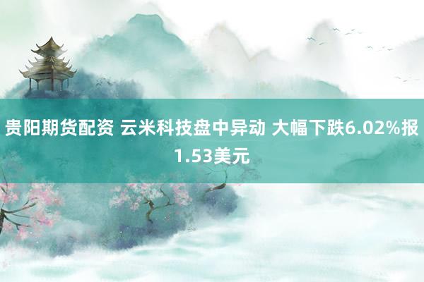 贵阳期货配资 云米科技盘中异动 大幅下跌6.02%报1.53美元