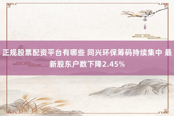 正规股票配资平台有哪些 同兴环保筹码持续集中 最新股东户数下降2.45%